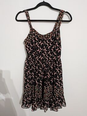 LC Lauren Conrad Black Mini Dress with Pink Floral Pattern